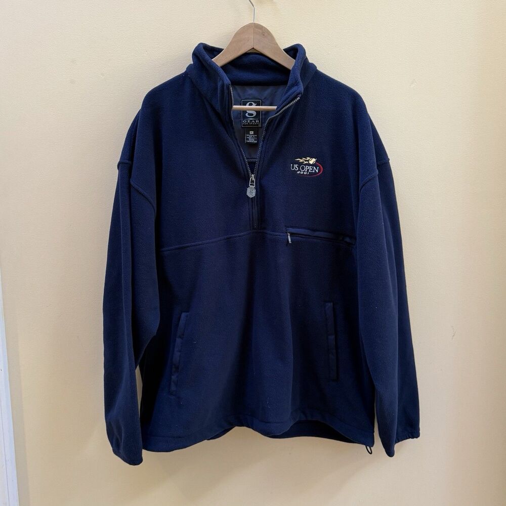Vintage 2001 US Open Tennis Tournament NYC XL 1/4 Zip Fleece Sweatshirt